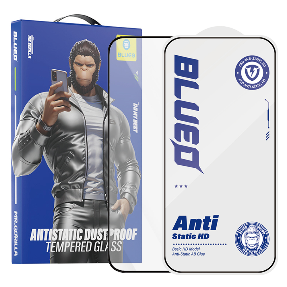Blueo Anti-Static HD sklo pro iPhone 15 Plus iPhone 16 Plus černé