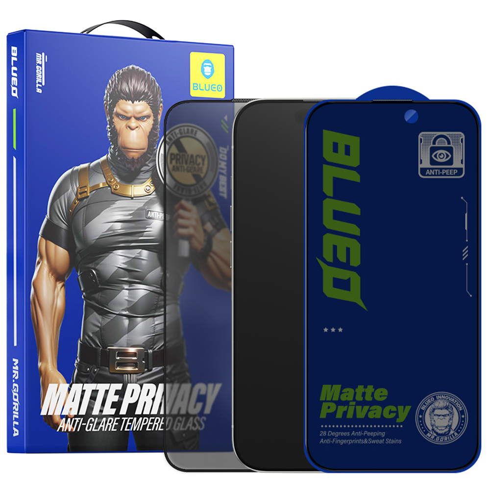Blueo Anti-Peep Privacy sklo iPhone 15 Pro Max matná černá