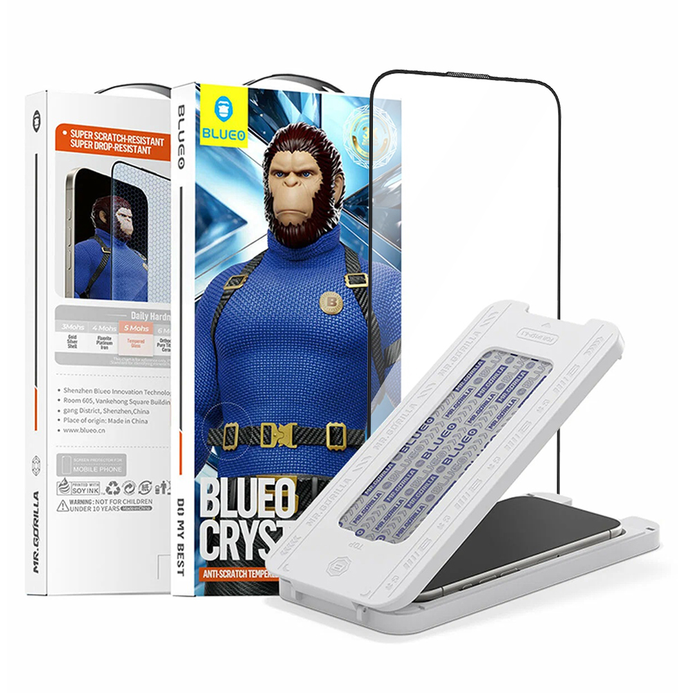 Blueo Crystal ochranné sklo proti poškrábání s aplikátorem iPhone 16 Pro Max iPhone 17 Pro Max černé
