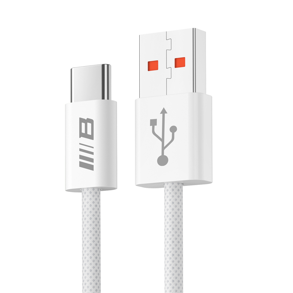 Blueo Datový kabel USB-A na Type-C pletený rychlonabíjecí 6A bílý