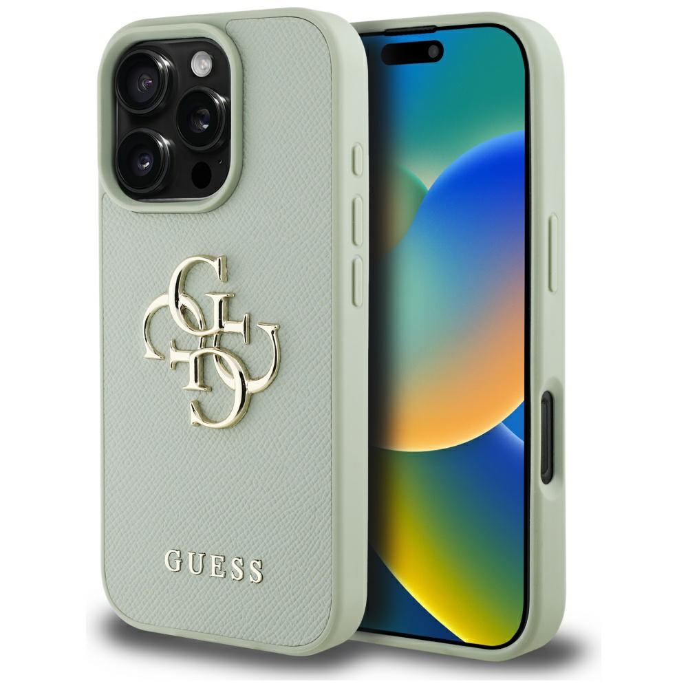 Guess Hardcase Grained Big 4G Logo Small Classic Logo iPhone 16 Pro Max zelená