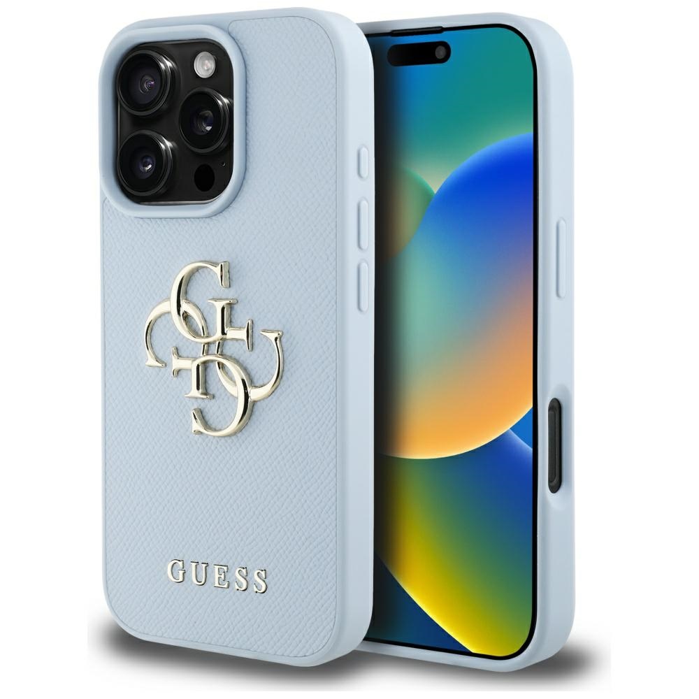 Guess Hardcase Grained Big 4G Logo Small Classic Logo iPhone 16 Pro Max modrá