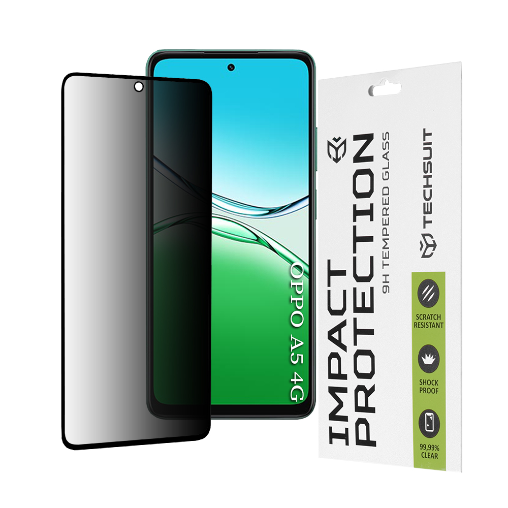 Ochranné sklo Techsuit 111D Privacy Full Glue pro Oppo A5 4G A5 5G černé