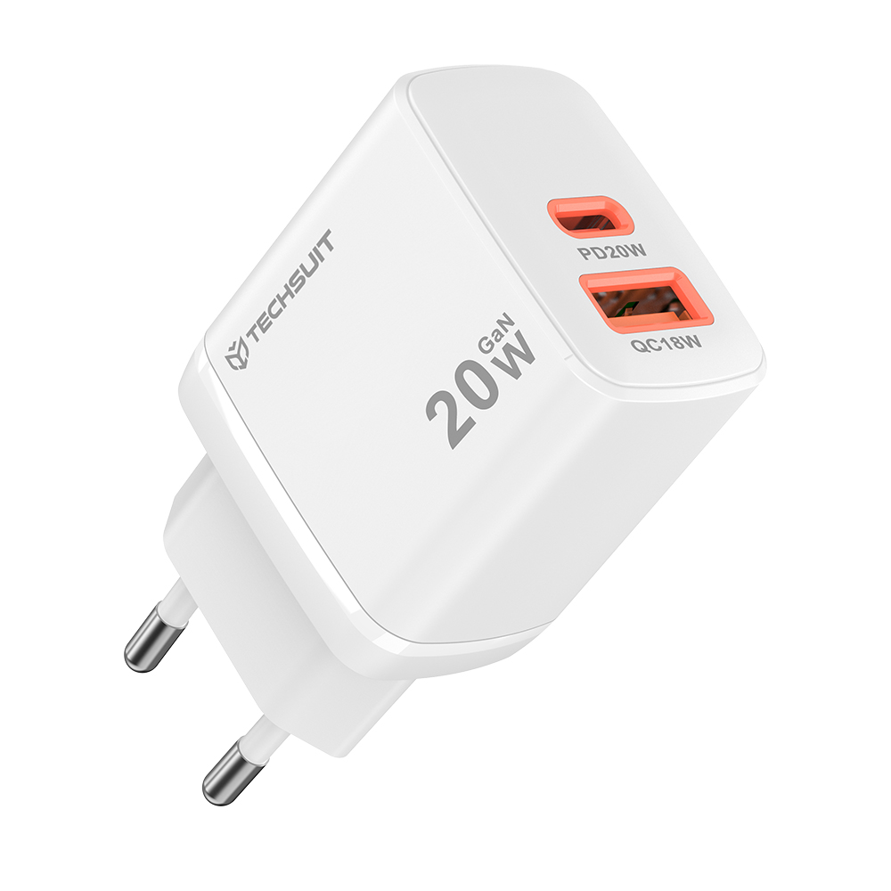 Nabíječka Techsuit Duonix20W CH2 Type-C USB Dual Travel 20W bílá