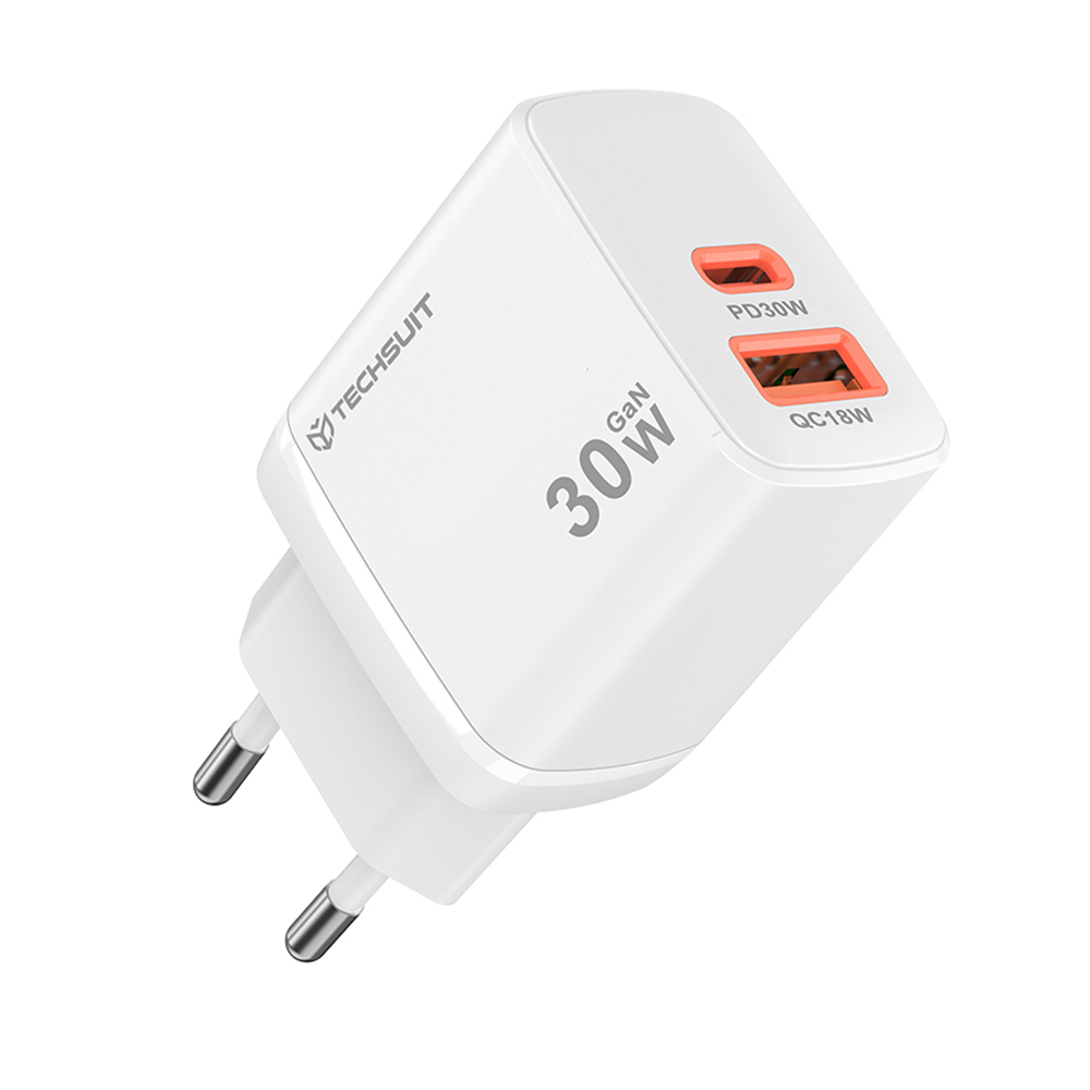 Nabíječka Techsuit Duonix30W CH1 Type-C USB Dual Travel 30W bílá