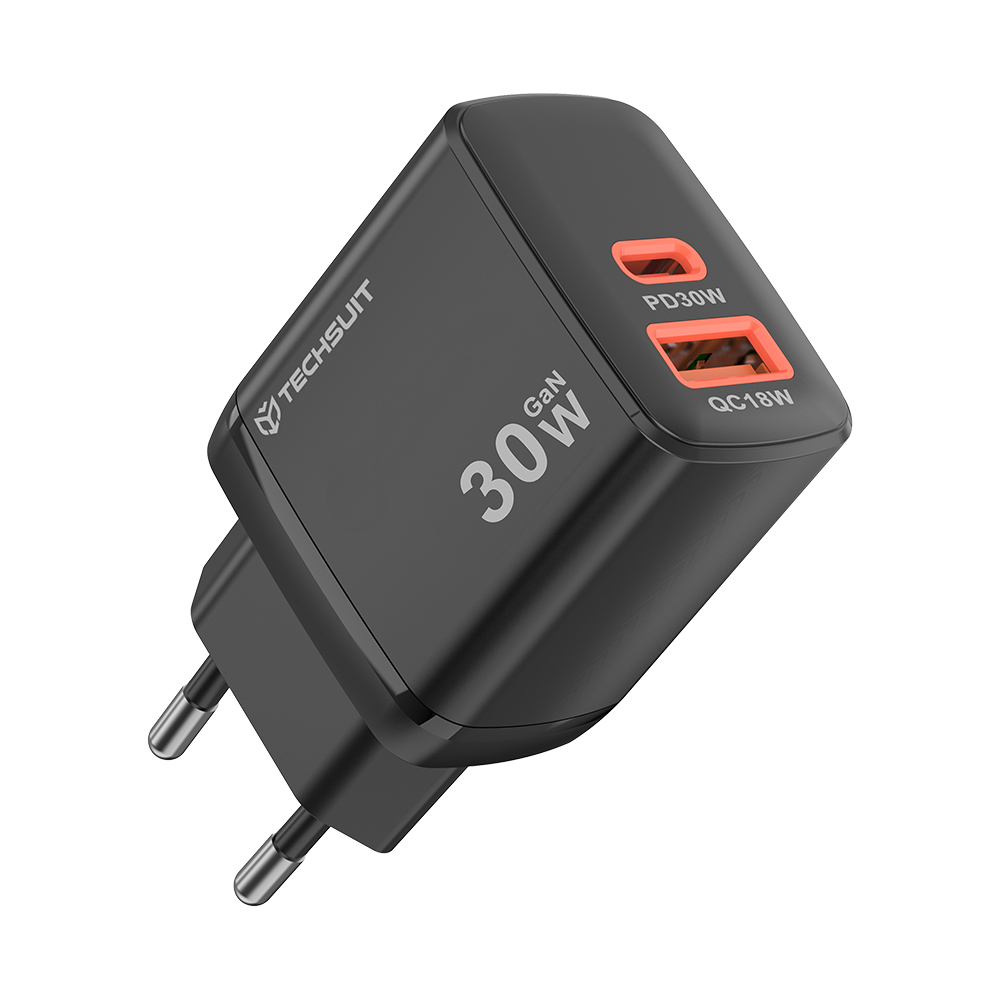 Nabíječka Techsuit Duonix30W (CH1) Type-C USB Duální cestovní 30W černá