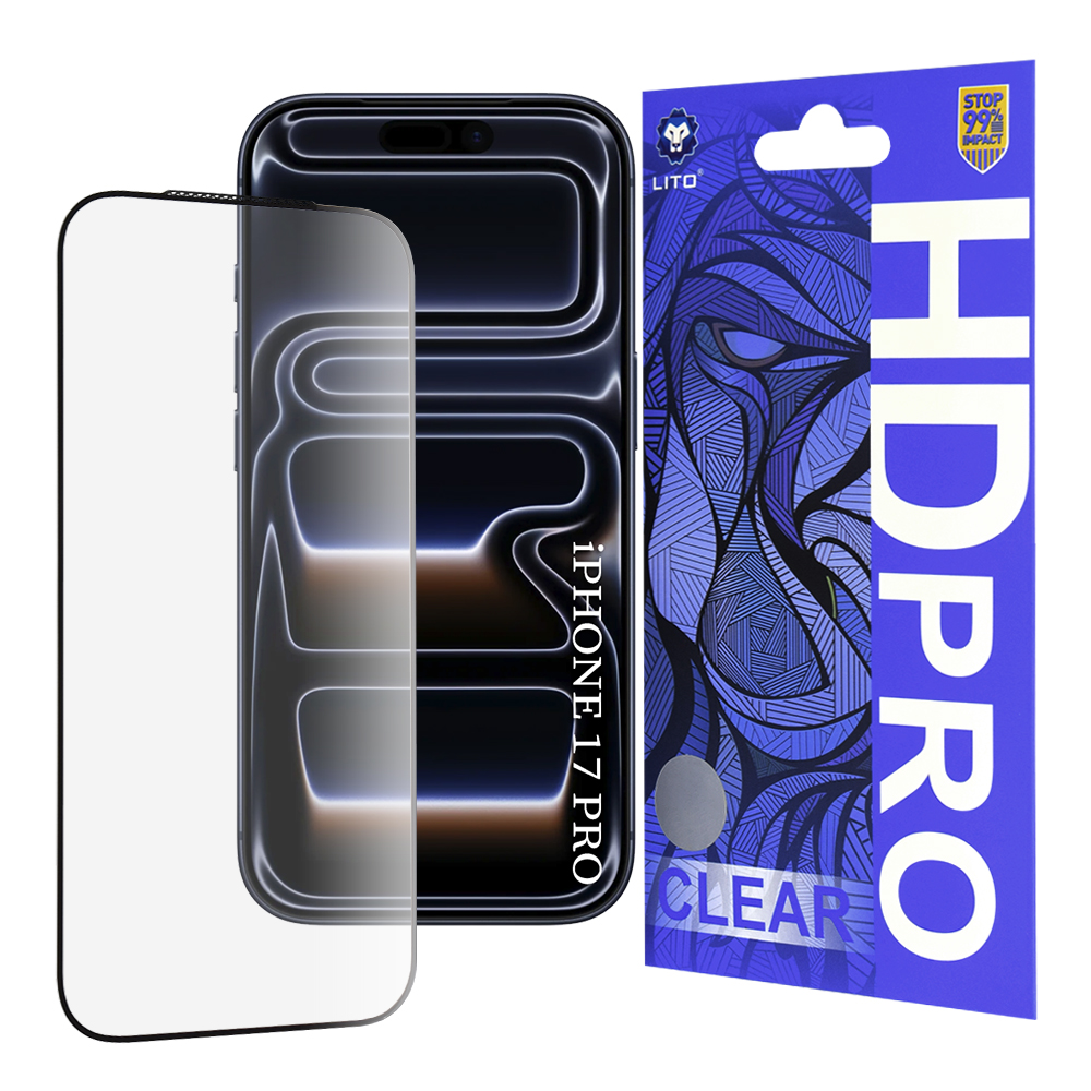 Tvrzené sklo Lito HD Pro Clear pro iPhone 17 Pro-18 Pro černé