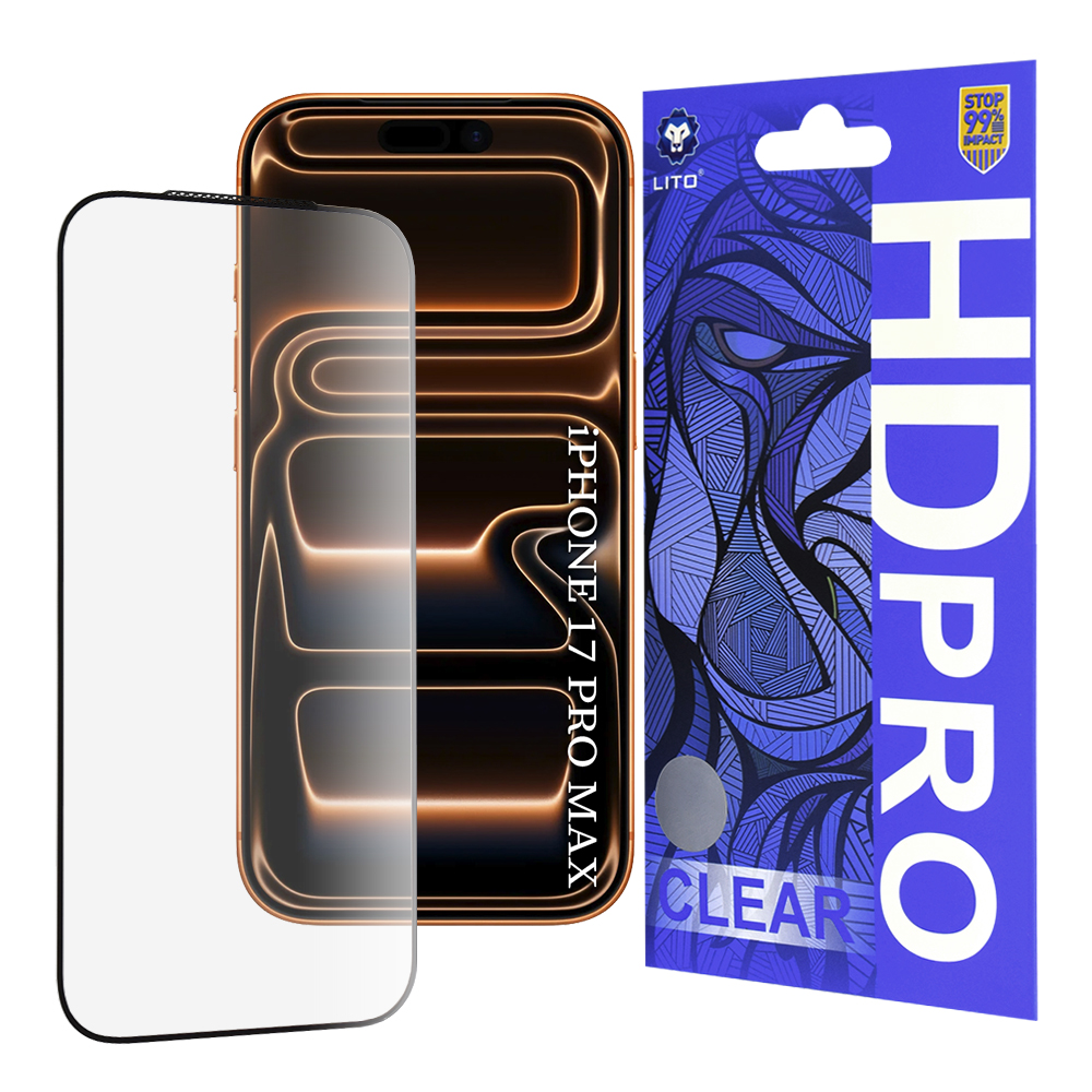 Tvrzené sklo Lito HD Pro Clear pro iPhone 17 Pro Max - 18 Pro Max černé