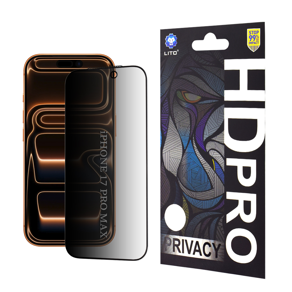 Ochranné sklo Lito HD Pro Privacy iPhone 17 Pro Max černé
