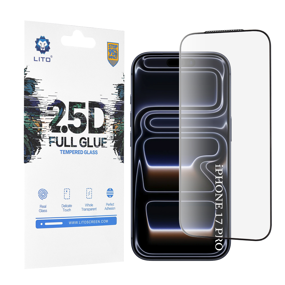 Lito 2.5D FullGlue sklo pro iPhone 17 Pro-18 Pro černé