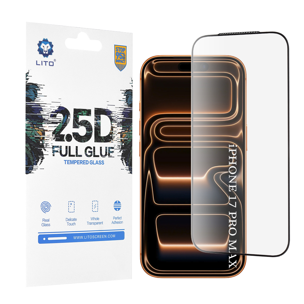 Lito 2.5D FullGlue sklo pro iPhone 17 Pro Max-18 Pro Max černé