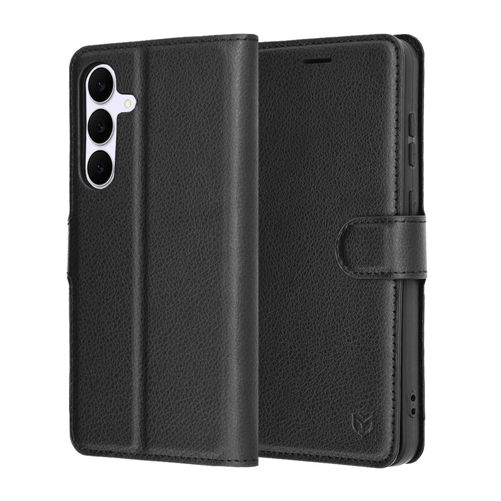 Kožené pouzdro Techsuit Samsung Galaxy S25 FE černé