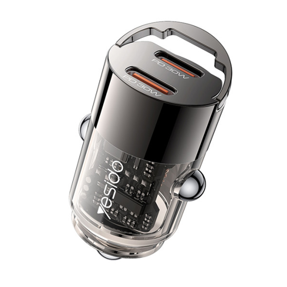 Yesido Mini nabíječka do auta Y69 Dual-Port Type-C PD30W hliník černá