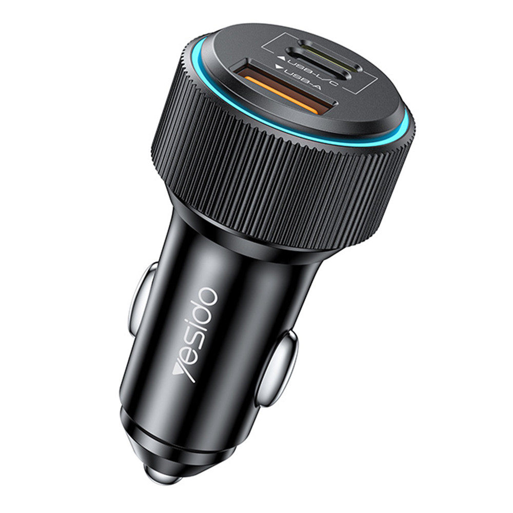 Yesido Car Charger Y60 s kabelem Type-C na Lightning černá 38W rychlé nabíjení