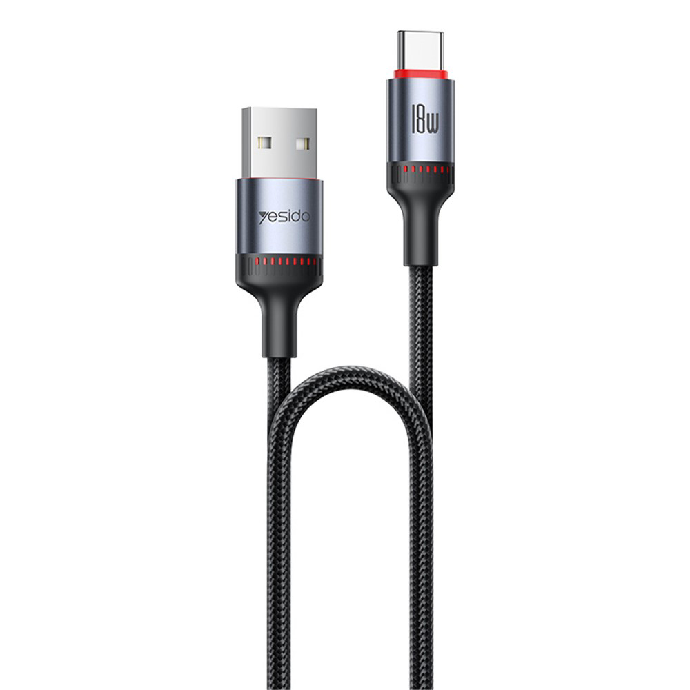 Yesido Datový kabel CA130C USB na Type-C Rychlé nabíjení 2m Černý