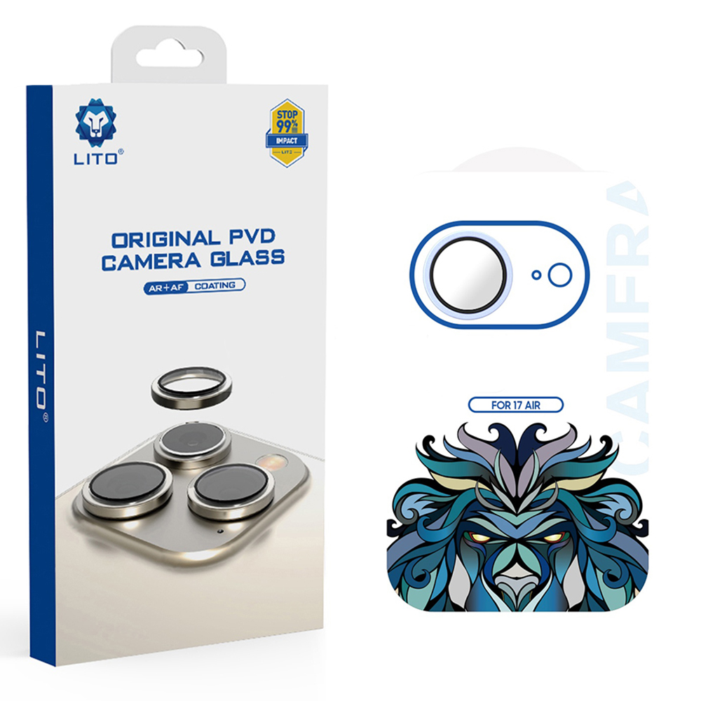 Lito Titanium AR sklo na kameru iPhone 17 Air světle modrá