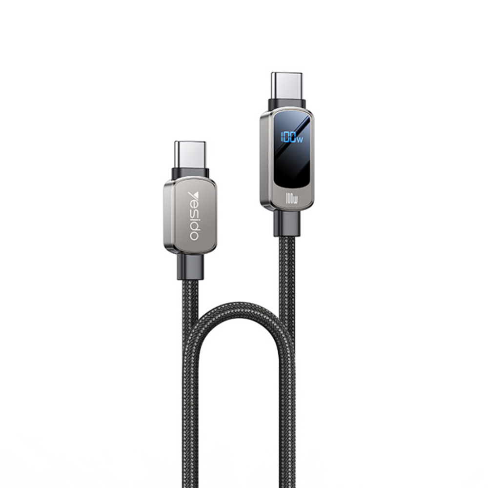 Yesido Data Cable CA179 Super rychlé nabíjení s displejem Type-C 1.2m černá