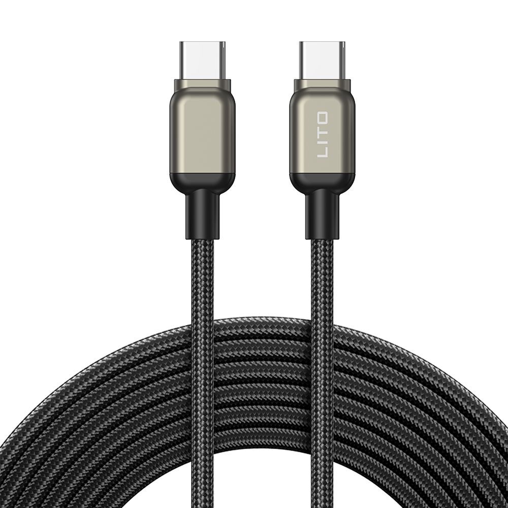 Lito Datový kabel LD17 Type-C na Type-C Rychlé nabíjení Pletený nylon Černý