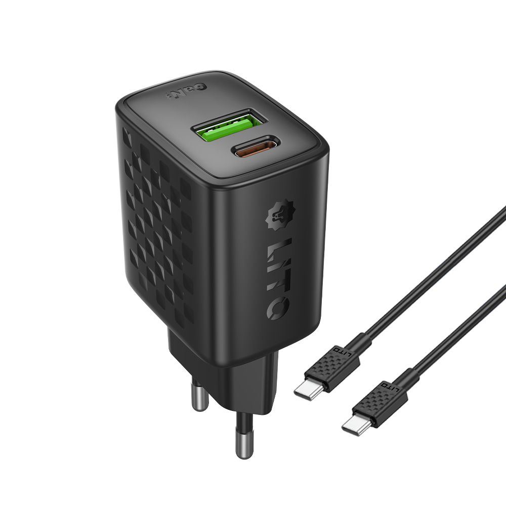 Lito Wall Charger LC19T s kabelem Type-C Type-C USB výstup PD30W GaN EU černá