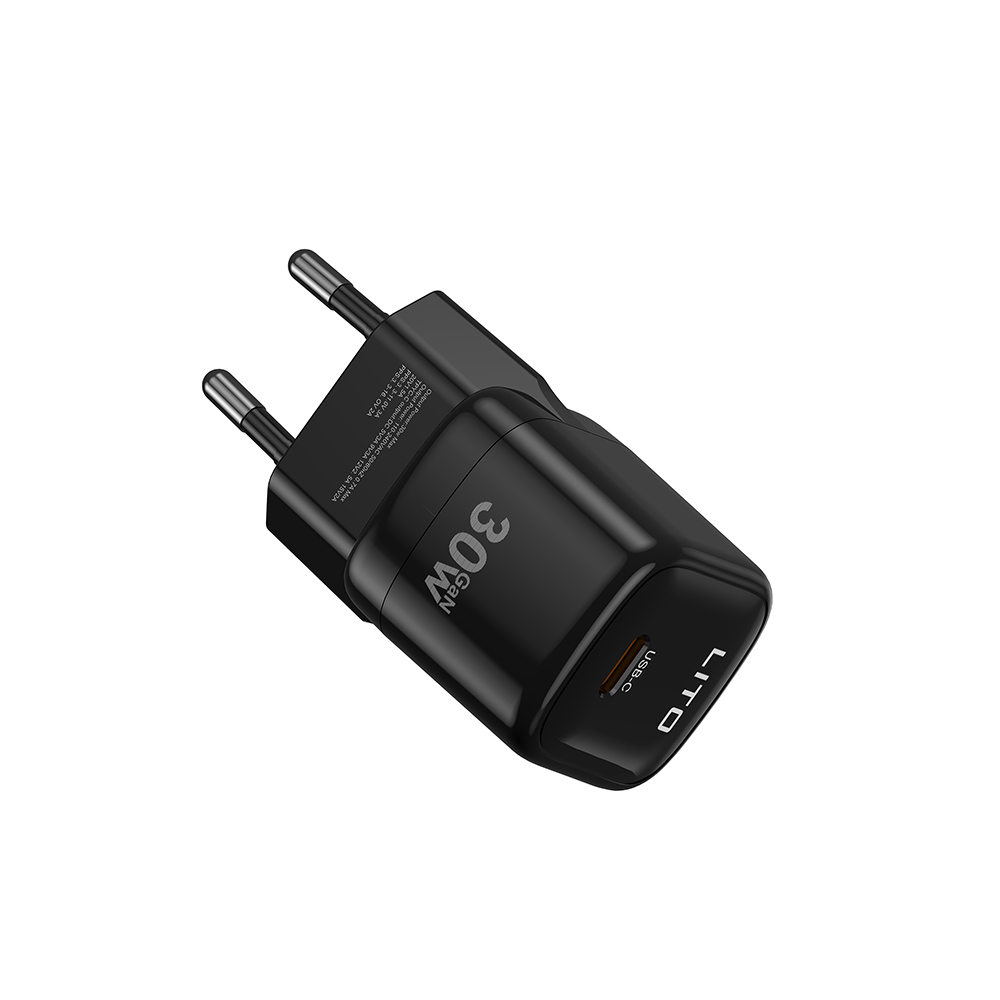 Lito Wall Charger LC11 Type-C výstup PD30W GaN ochrana EU zástrčka černá