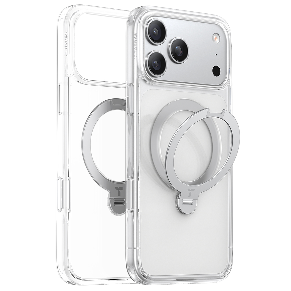 Torras Ostand Spin MagSafe Series iPhone 17 Pro Max průhledný