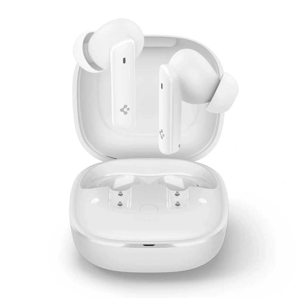 Spigen bezdrátová sluchátka SA2402 Bluetooth 5.3 aktivní potlačení hluku mikrofon nízká latence audio aplikace bílá