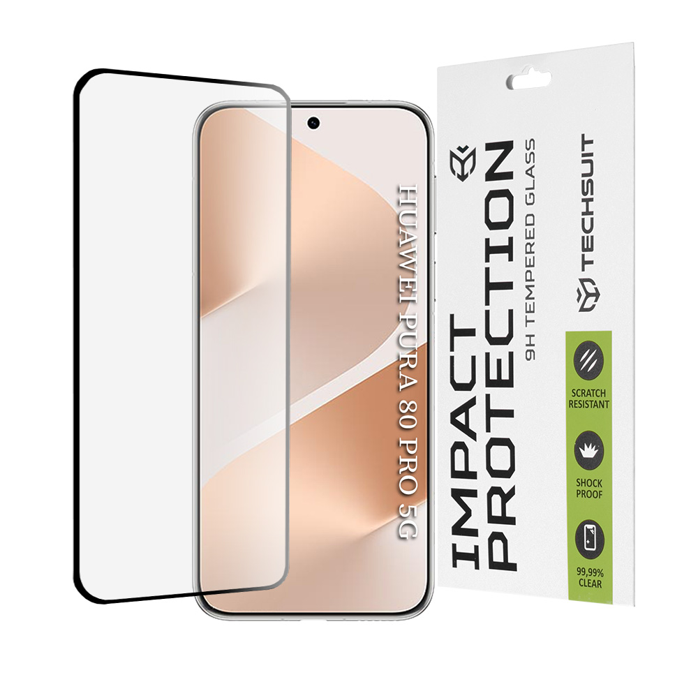 Ochranné sklo Techsuit 111D 3D zakřivené Huawei Pura 80 Pro černé