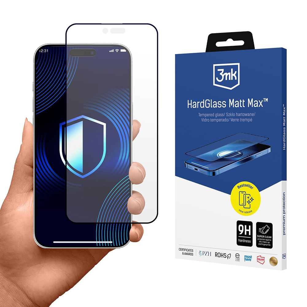 3mk HardGlass Matt Max tvrzené sklo na displej iPhone 17 Air černé