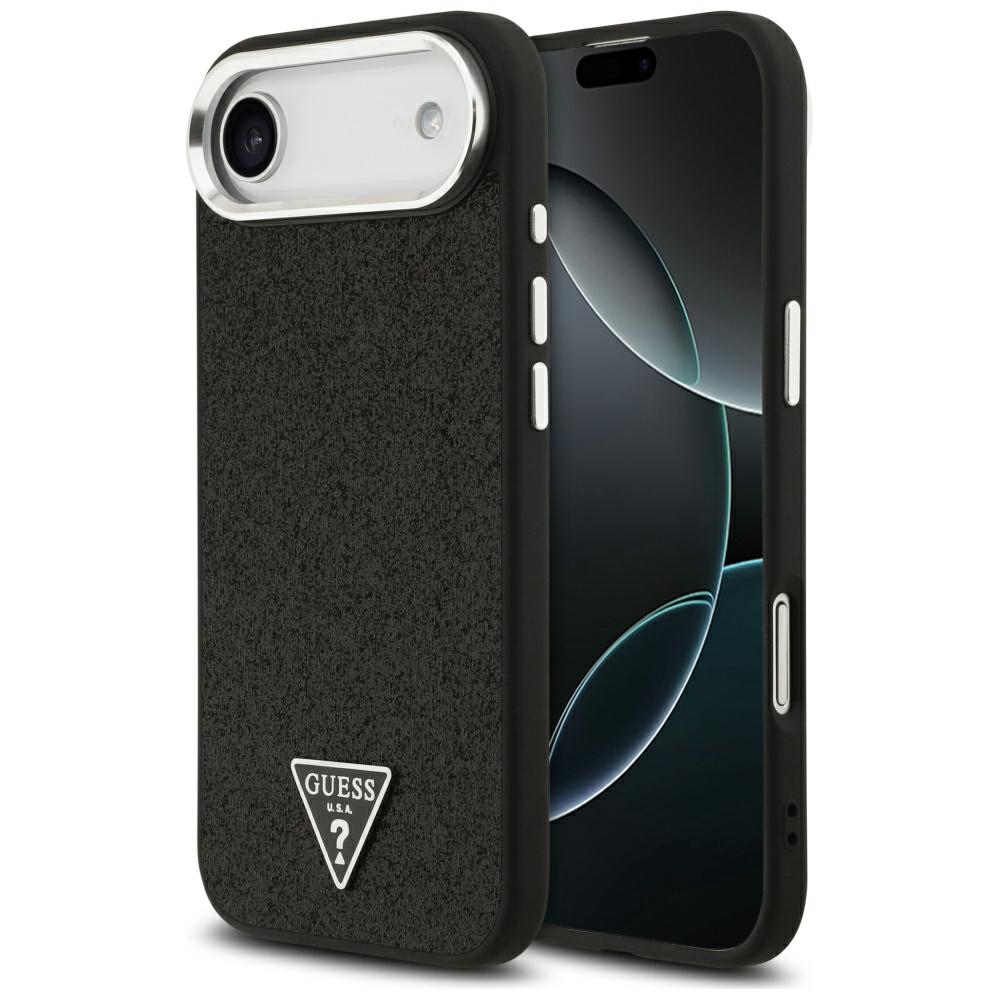 Guess Glitter Triangle Logo MagSafe iPhone 17 Air Černý