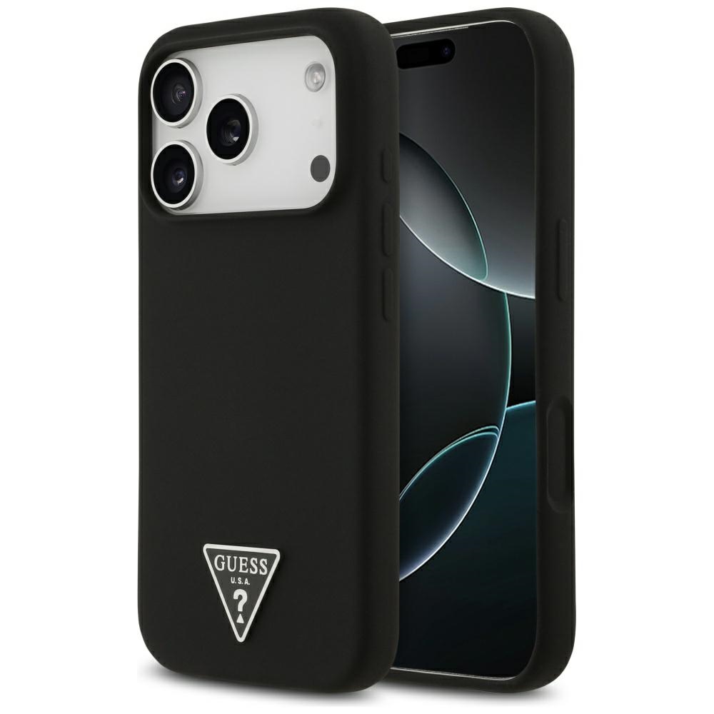 Guess Silicone Triangle Logo MagSafe iPhone 17 Pro černý