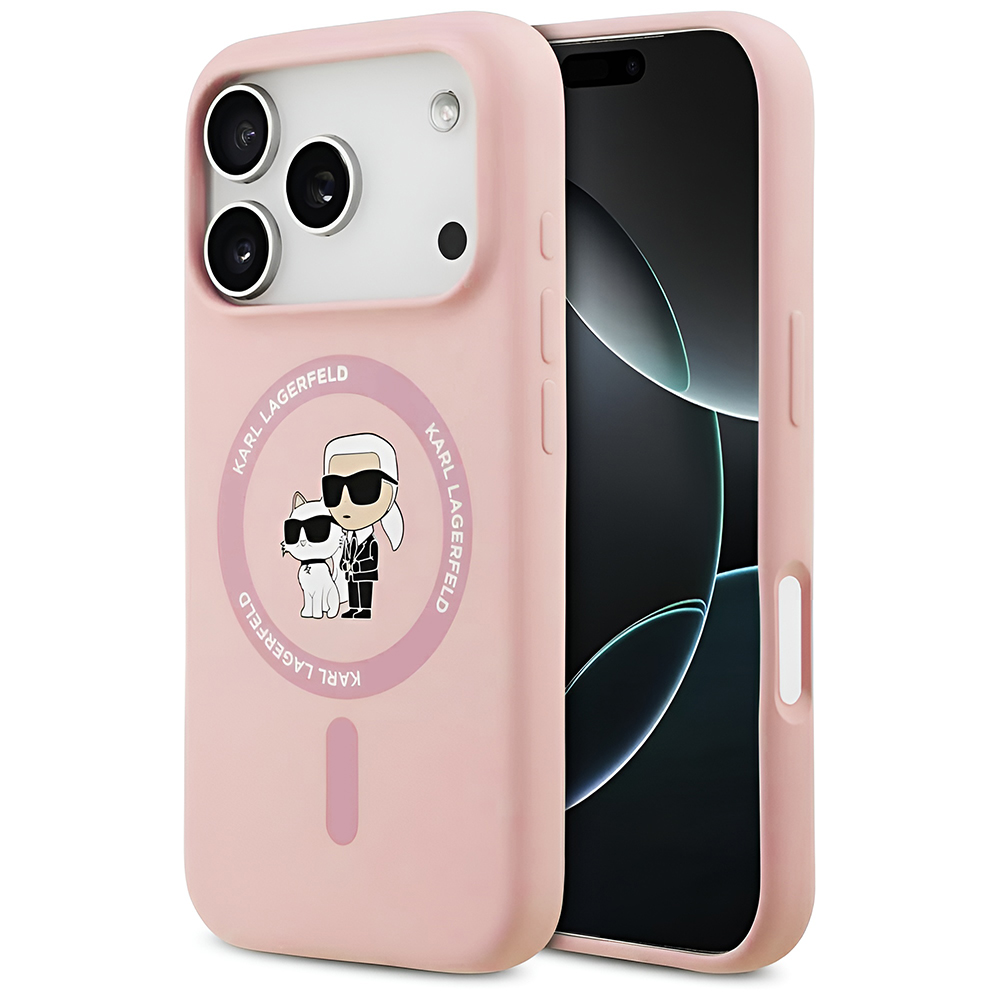 Karl Lagerfeld Silicone Ring MagSafe iPhone 17 Pro růžová Karl&Choupette