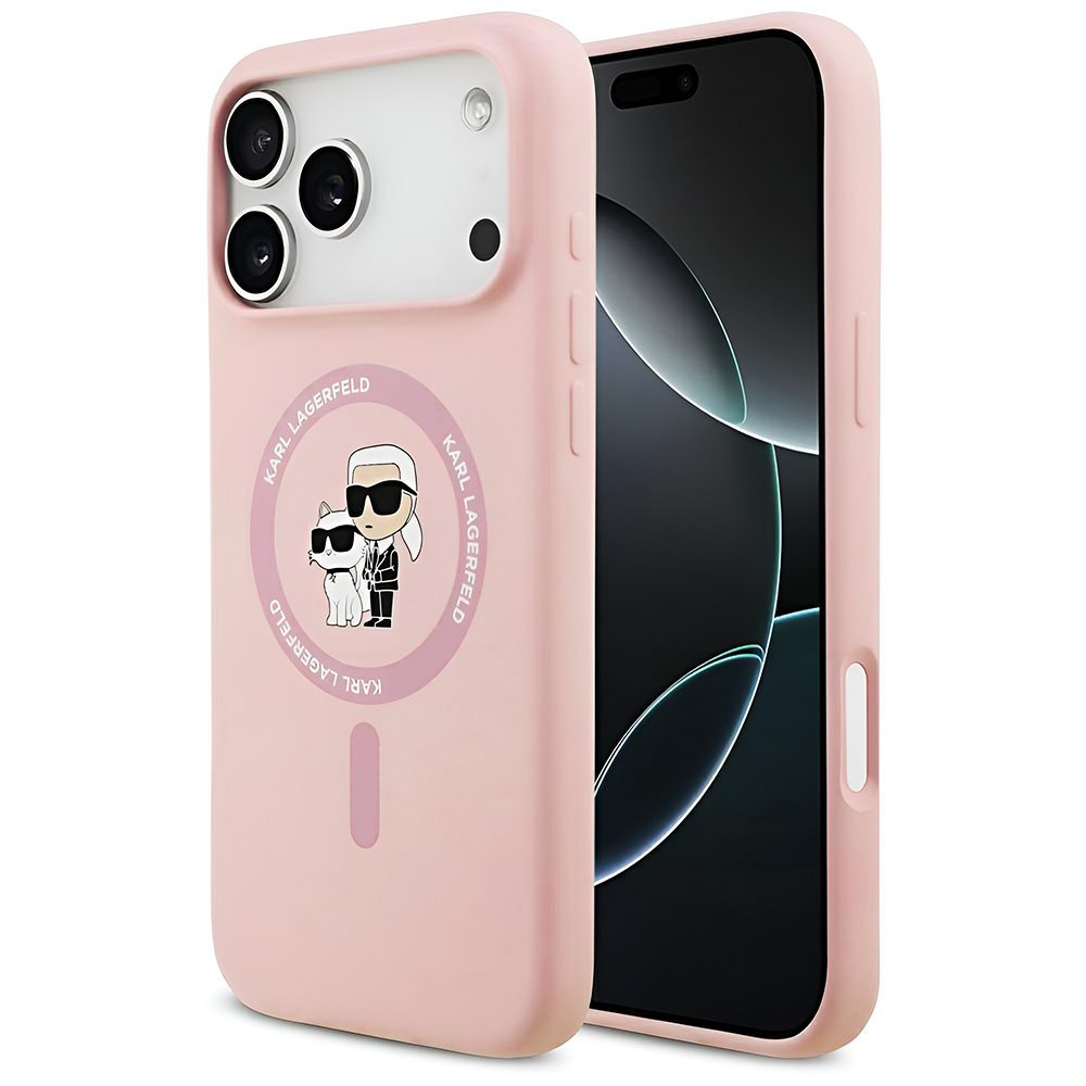 Karl Lagerfeld Silicone Ring MagSafe iPhone 17 Pro Max růžová Karl&Choupette
