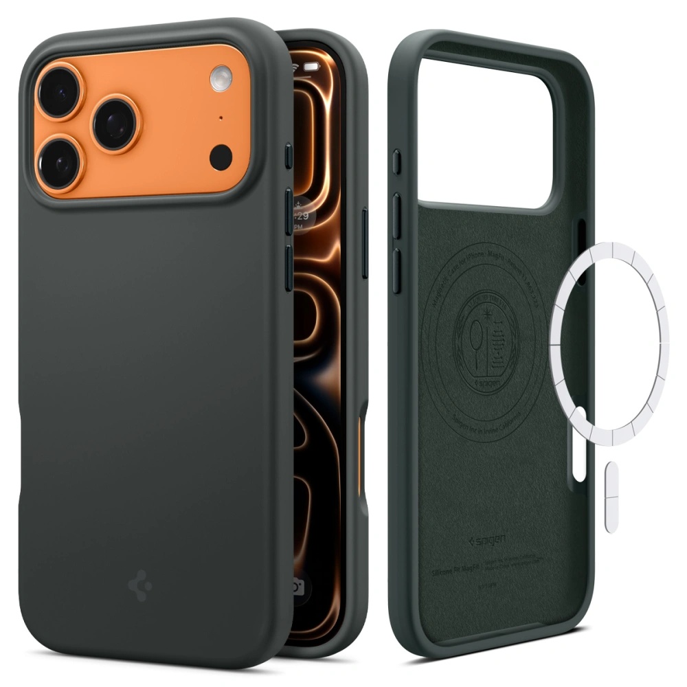 Spigen Silicone Fit MagSafe pro iPhone 17 Pro v barvě Abyss Green
