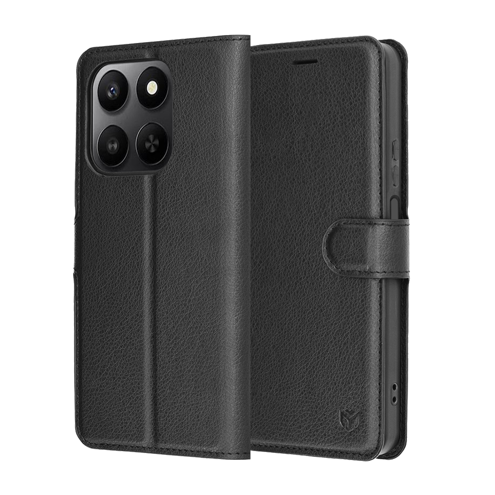 Pouzdro Techsuit kožené pro Honor 400 Smart 5G/4G/X7d 4G černé