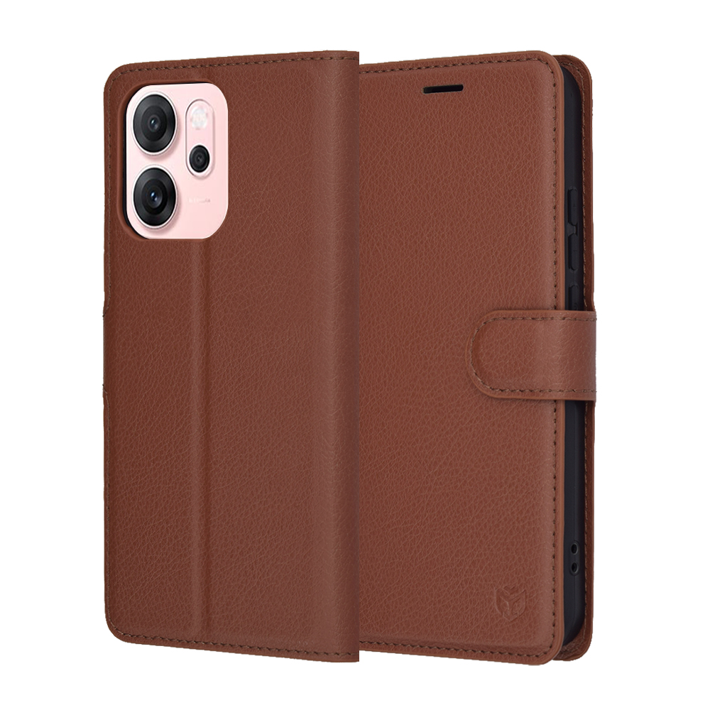 Pouzdro Techsuit Leather Folio pro Oppo Reno14 F / FS 5G hnědé