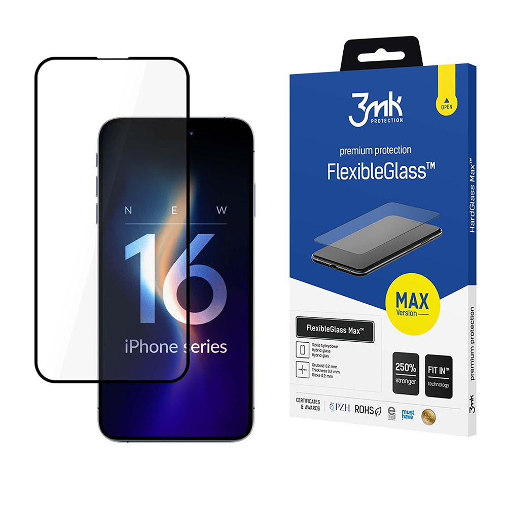 3mk FlexibleGlass Max pro iPhone 16 Pro černá
