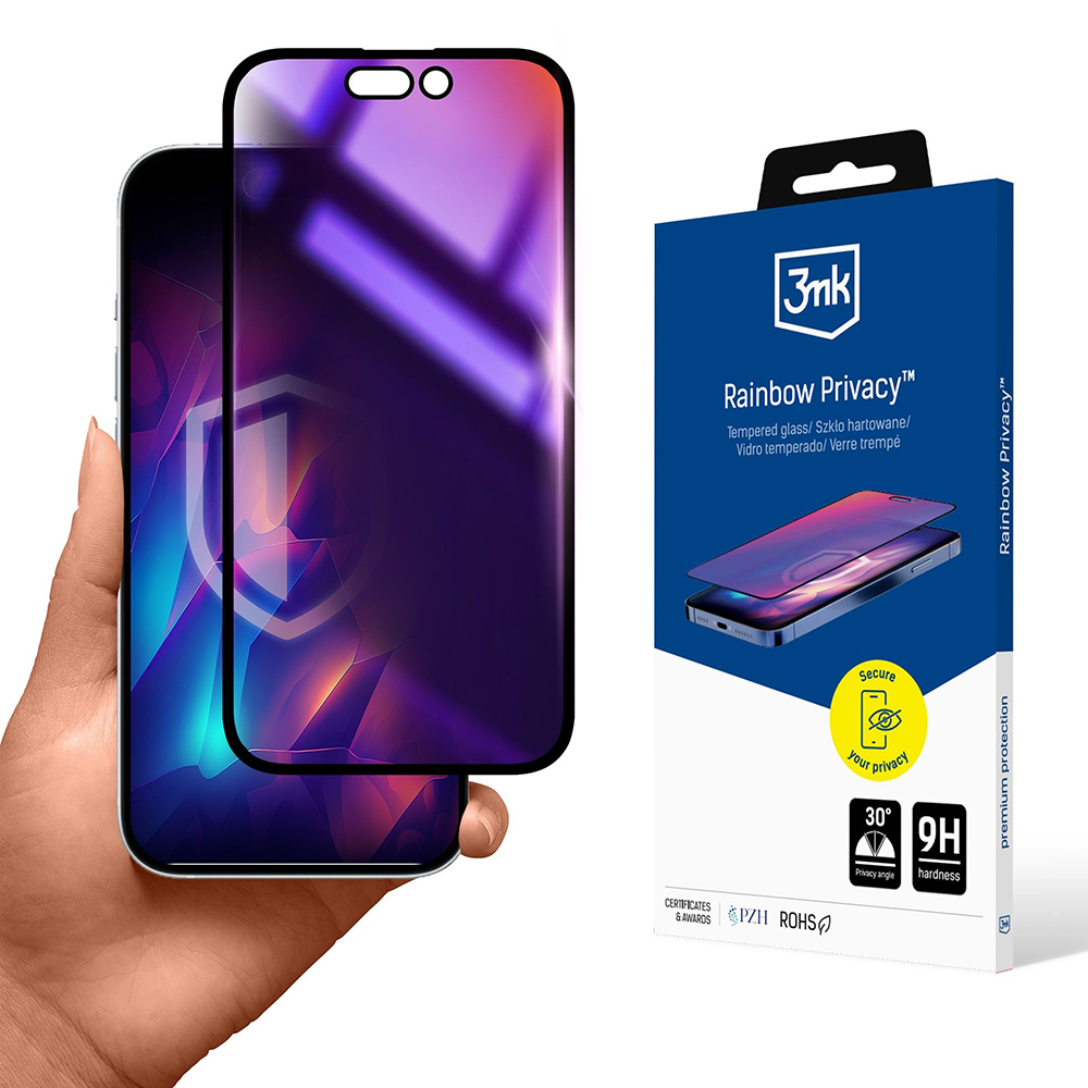 Ochranné sklo 3mk Rainbow Privacy pro iPhone 16 Pro černé
