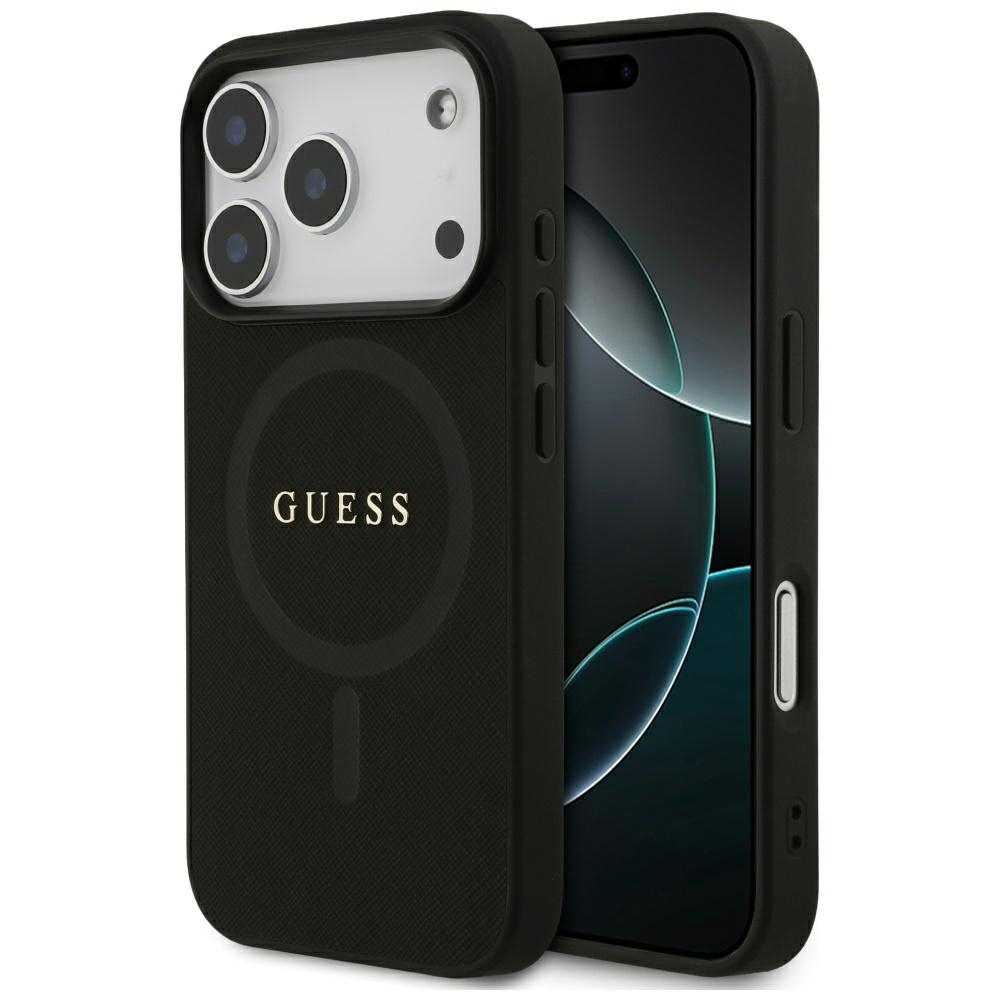 Guess Saffiano Classic Logo MagSafe pouzdro iPhone 17 Pro Max černé