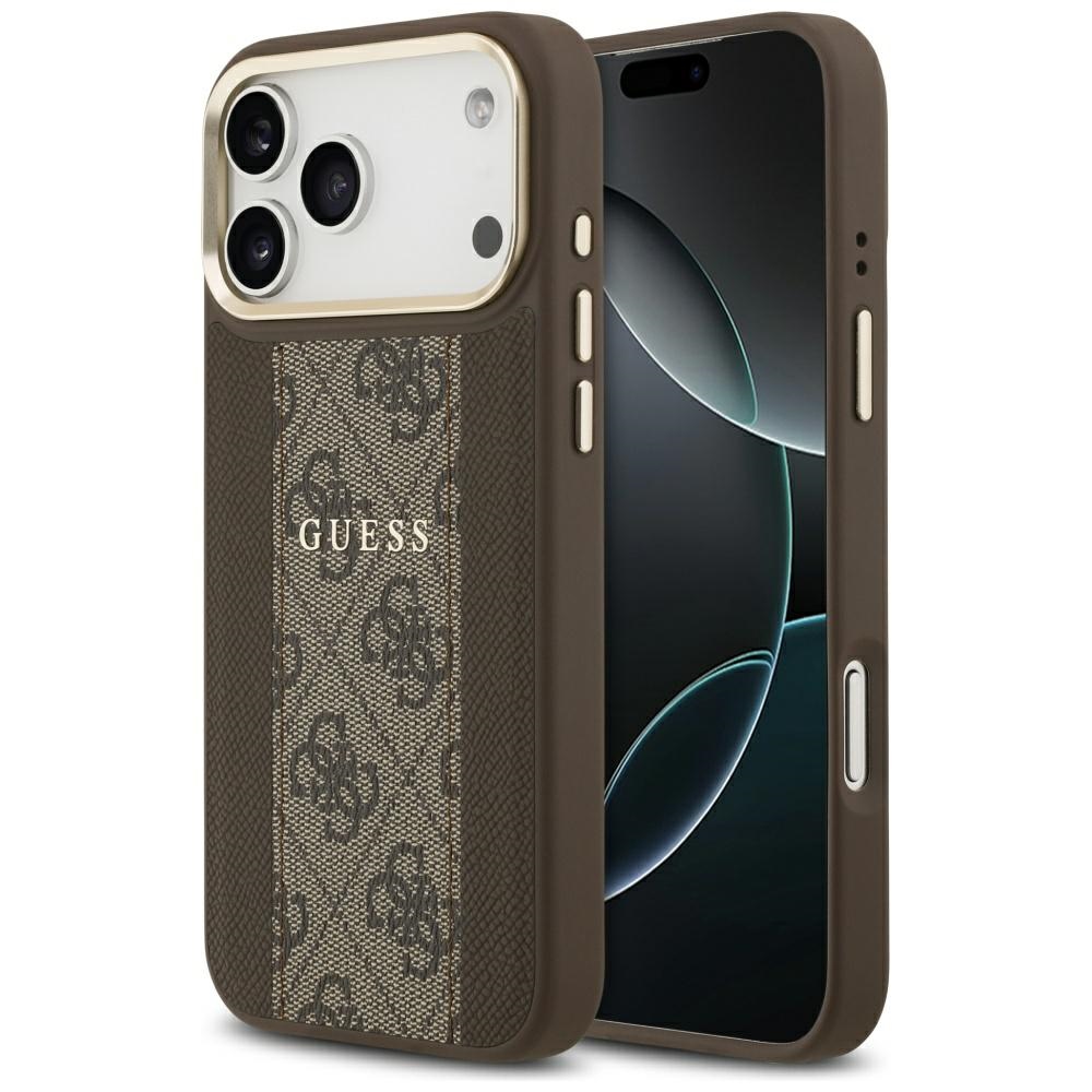 Guess Hardcase 4G Stripe MagSafe iPhone 17 Pro Max hnědý