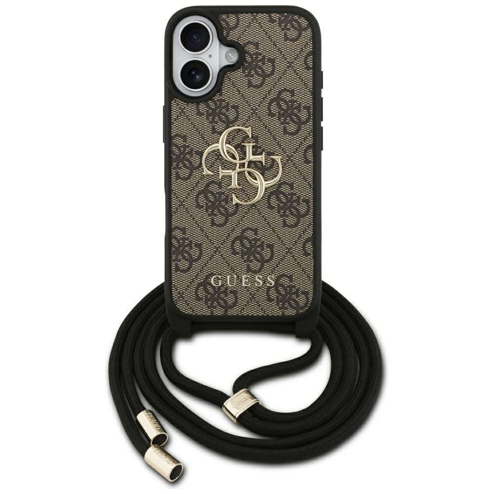 Guess Hardcase 4G CBDY Big Logo s popruhem iPhone 17 hnědý