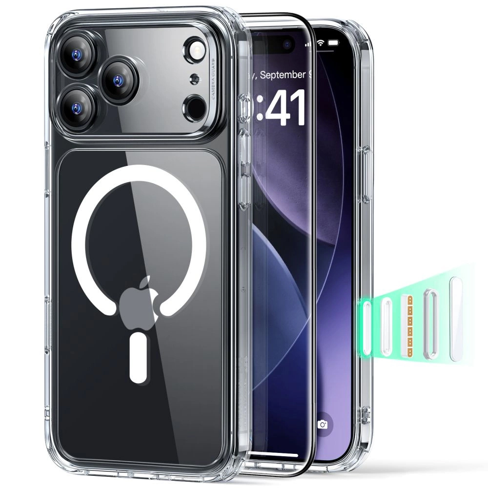 ESR Classic Hybrid HaloLock s ochranou displeje iPhone 17 Pro Max průhledný
