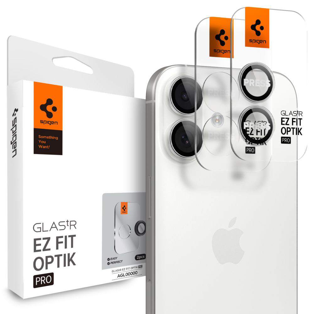 Spigen Optik.tR EZ Fit Pro sklo na kameru (2 ks) iPhone 17/16 Plus/16 stříbrná