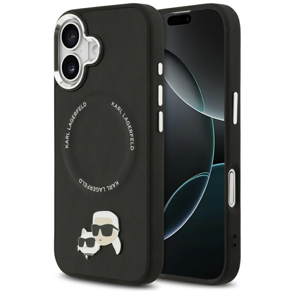 Karl Lagerfeld Leather K&C Pins MagSafe iPhone 17 černá