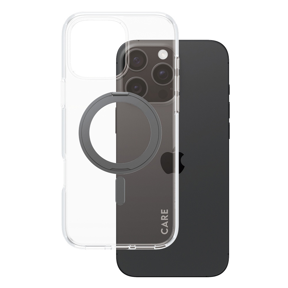 PanzerGlass® CARE Black Kickstand & MagSafe iPhone 16 Pro Max Průhledný