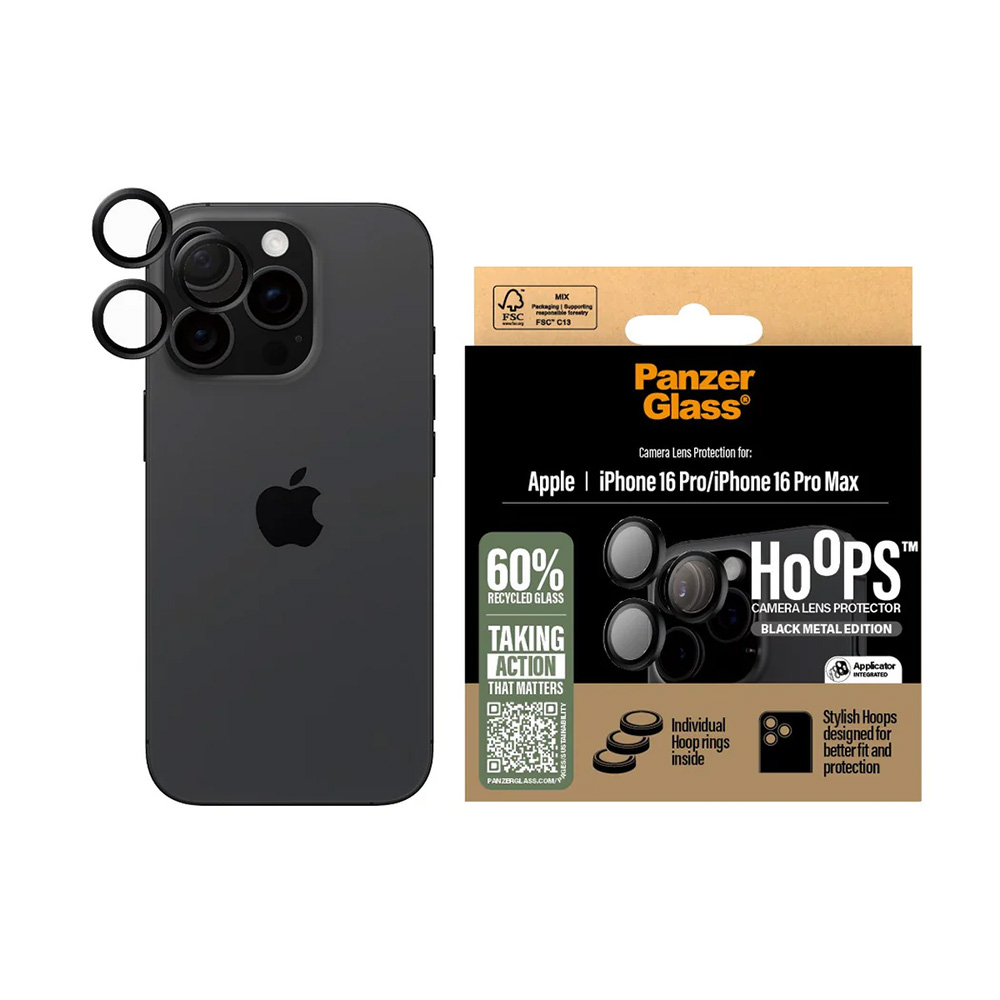 PanzerGlass Hoops ochrana čočky fotoaparátu iPhone 16 Pro/Pro Max černá