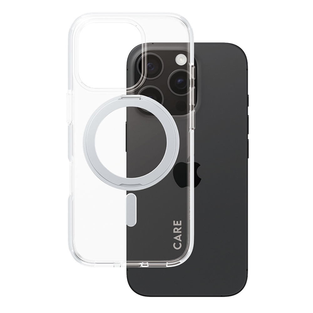 PanzerGlass® CARE Feature Silver Kickstand & MagSafe iPhone 16 Pro průhledný