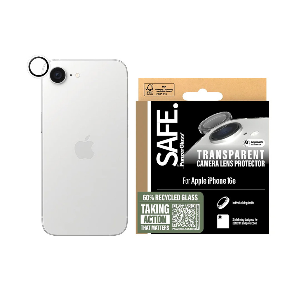 PanzerGlass® SAFE. Ochrana objektivu kamery iPhone 16e čirá