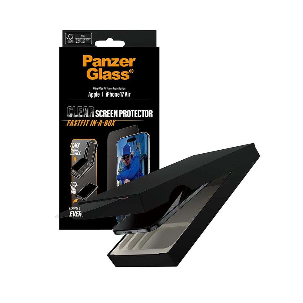 PanzerGlass Ultra-Wide Fit ochranné sklo s FASTFIT IN-A-BOX iPhone 17 Air černá