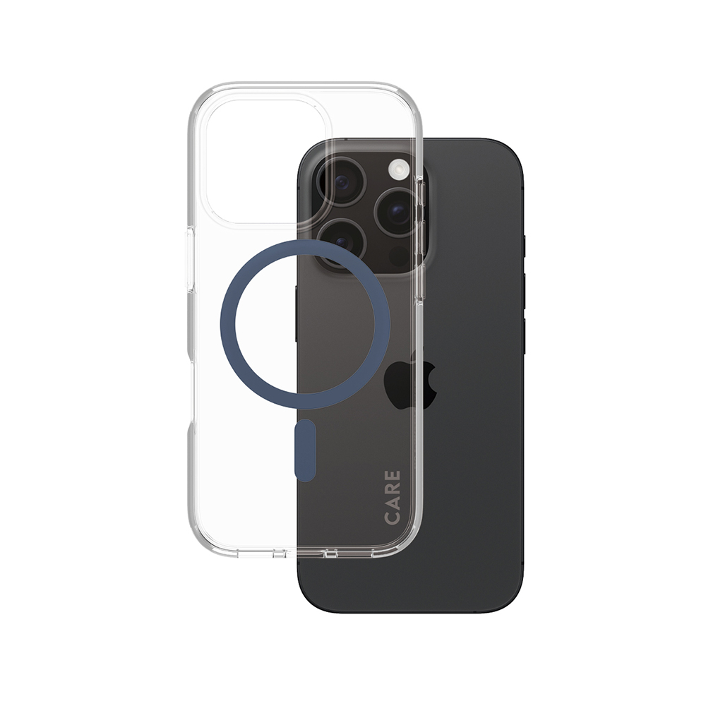 PanzerGlass® CARE Flagship Urban Combat modrý MagSafe iPhone 16 Pro průhledný