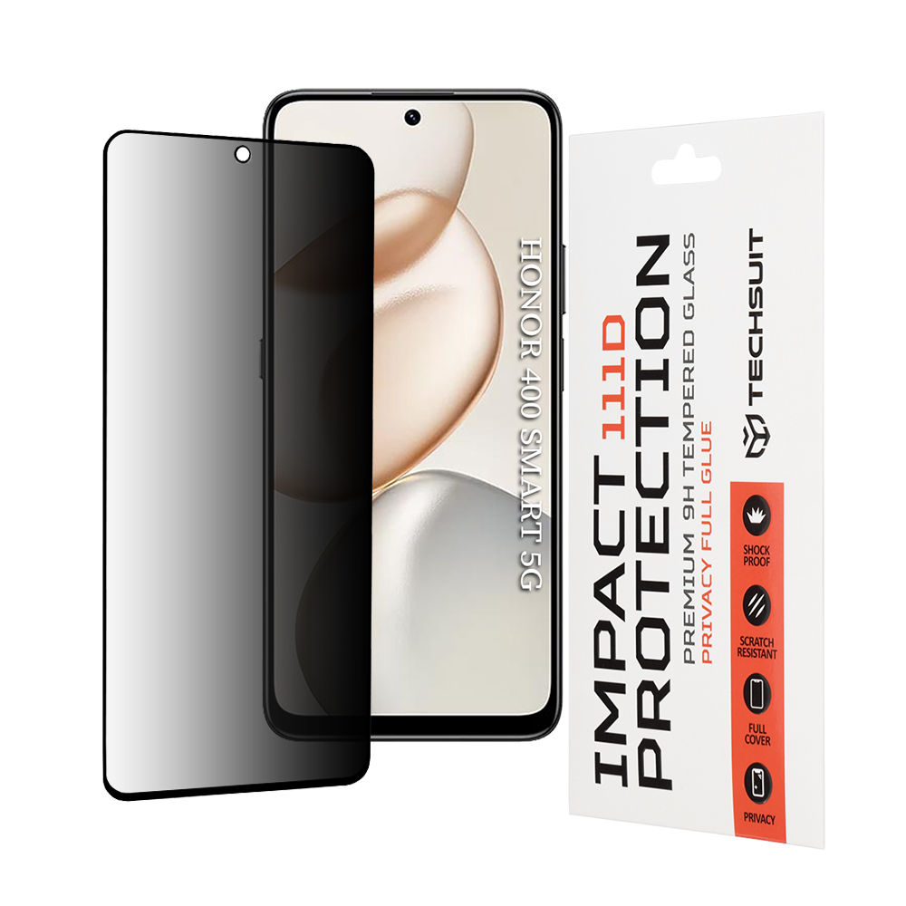 Ochranné sklo Techsuit 111D Privacy Full Glue pro Honor 400 Smart 5G / 400 Smart 4G / 200 Smart / 90 Smart / X7d 4G / X7b 4G / X7b 5G / X7c - černá